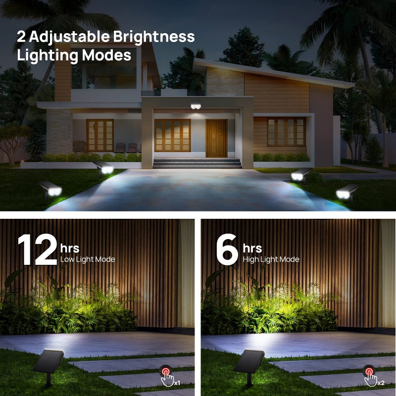 Consciot Solar Lights Outdoor Waterproof, Consciot 16 LEDs IP67 Spot Lights Outdoor, Auto On/Off Solar Garden Light, 2-in-1 Adjustable Wall Lights for Landscape Yard Pathway, Cool White 2 Pack - Image 2